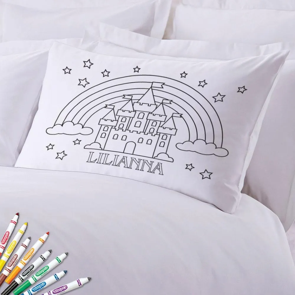 Add Color Kids Custom Rainbow Castle Sleeping Pillowcase