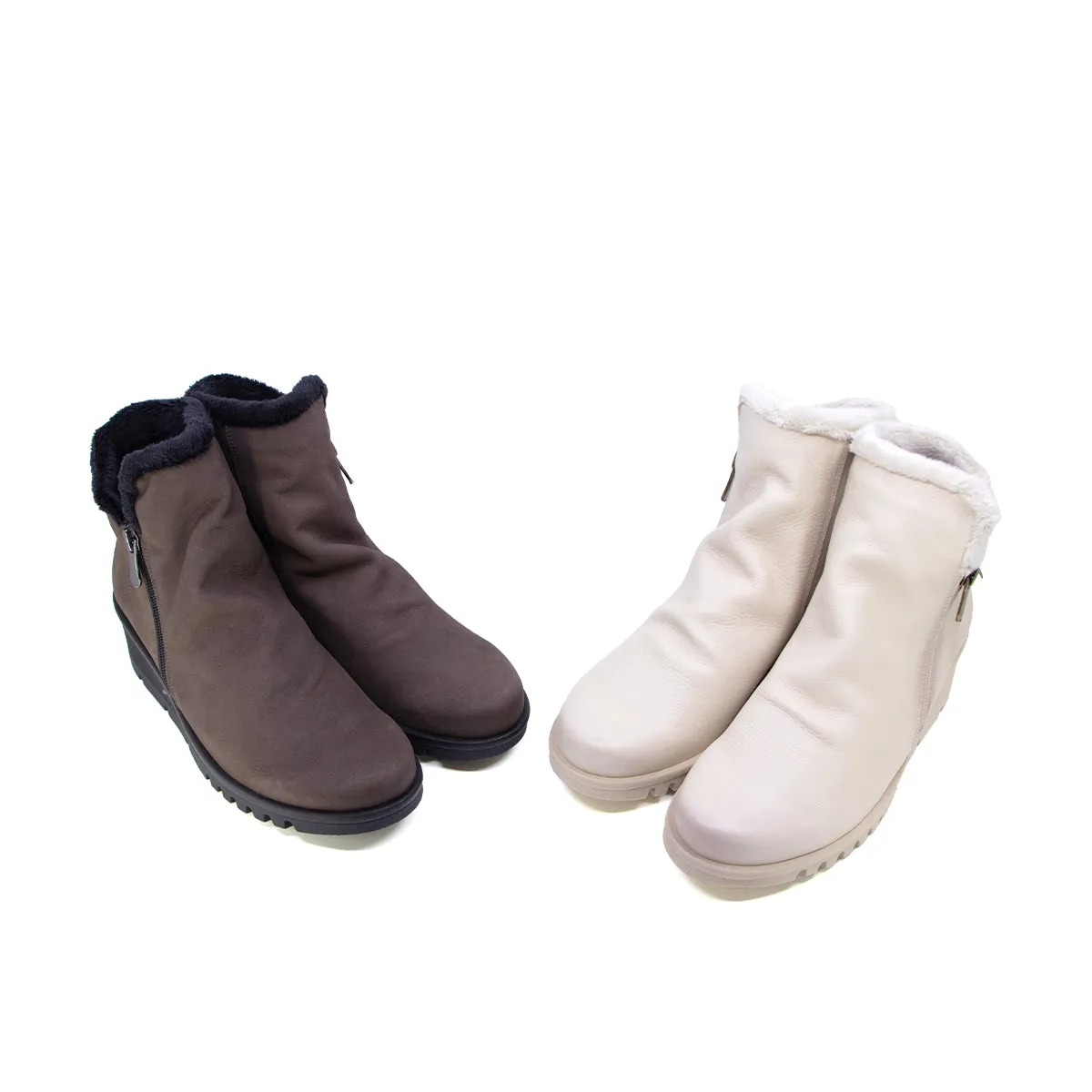 Alba Fur Grey Brown Soft Walking Boots