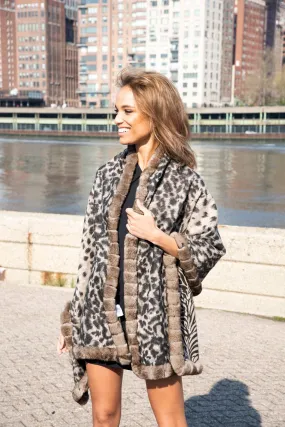 Animal Print Reversible Wrap-Camel