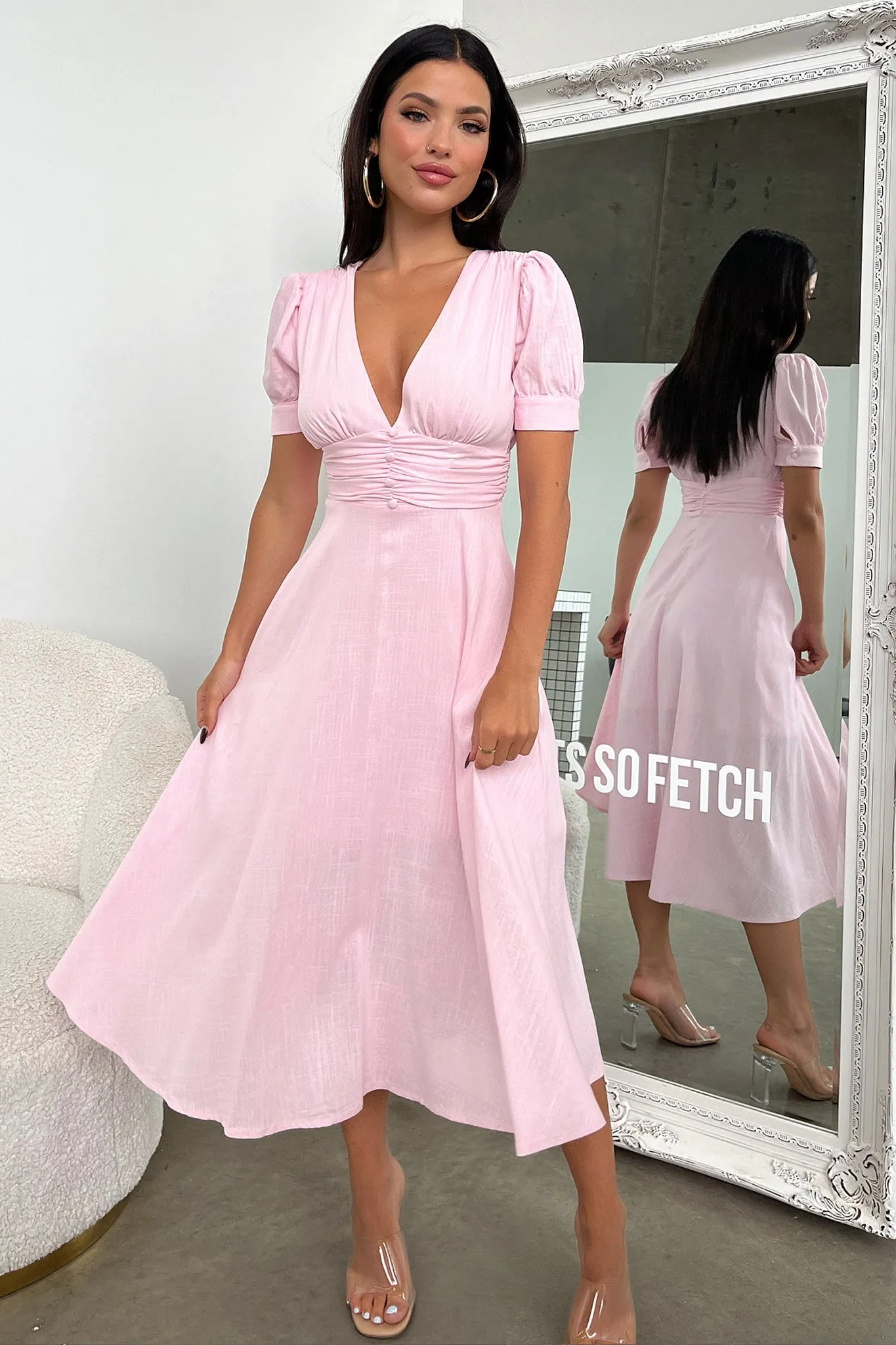 Ariella Midi Dress - Baby Pink