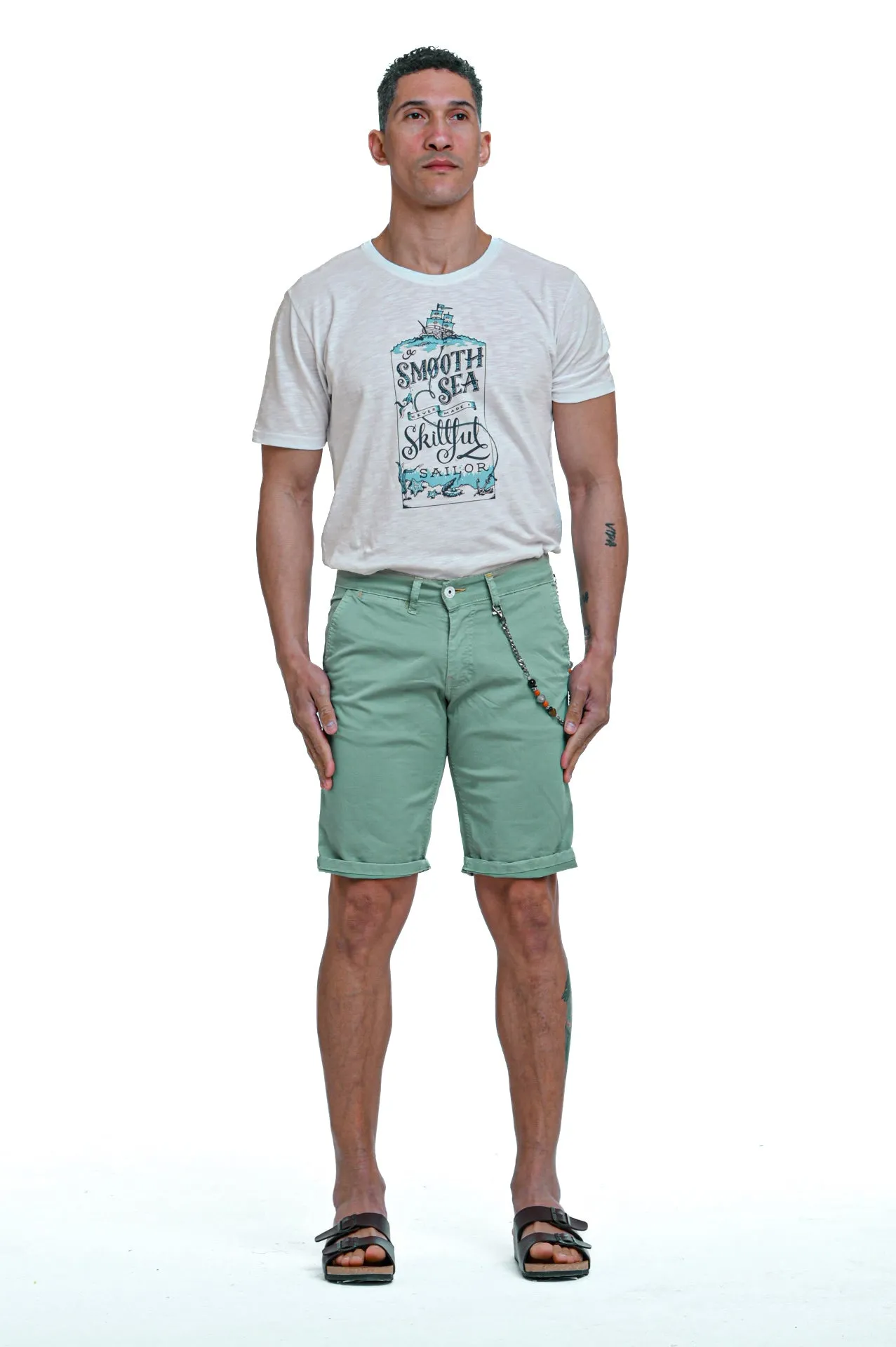 Bermuda in cotone slim Martin Verde Acqua SS24