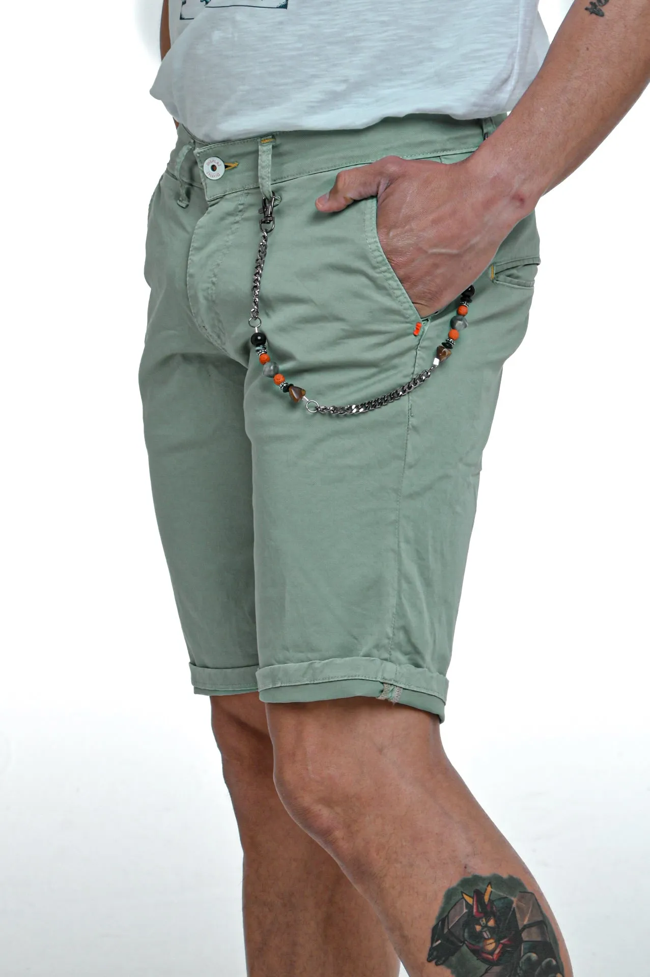 Bermuda in cotone slim Martin Verde Acqua SS24