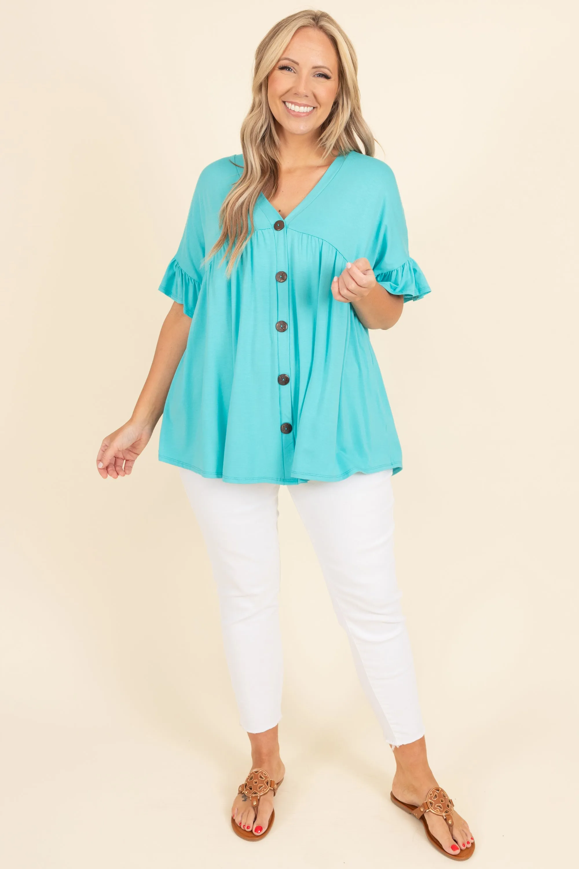 Bittersweet Beginnings Top, Turquoise