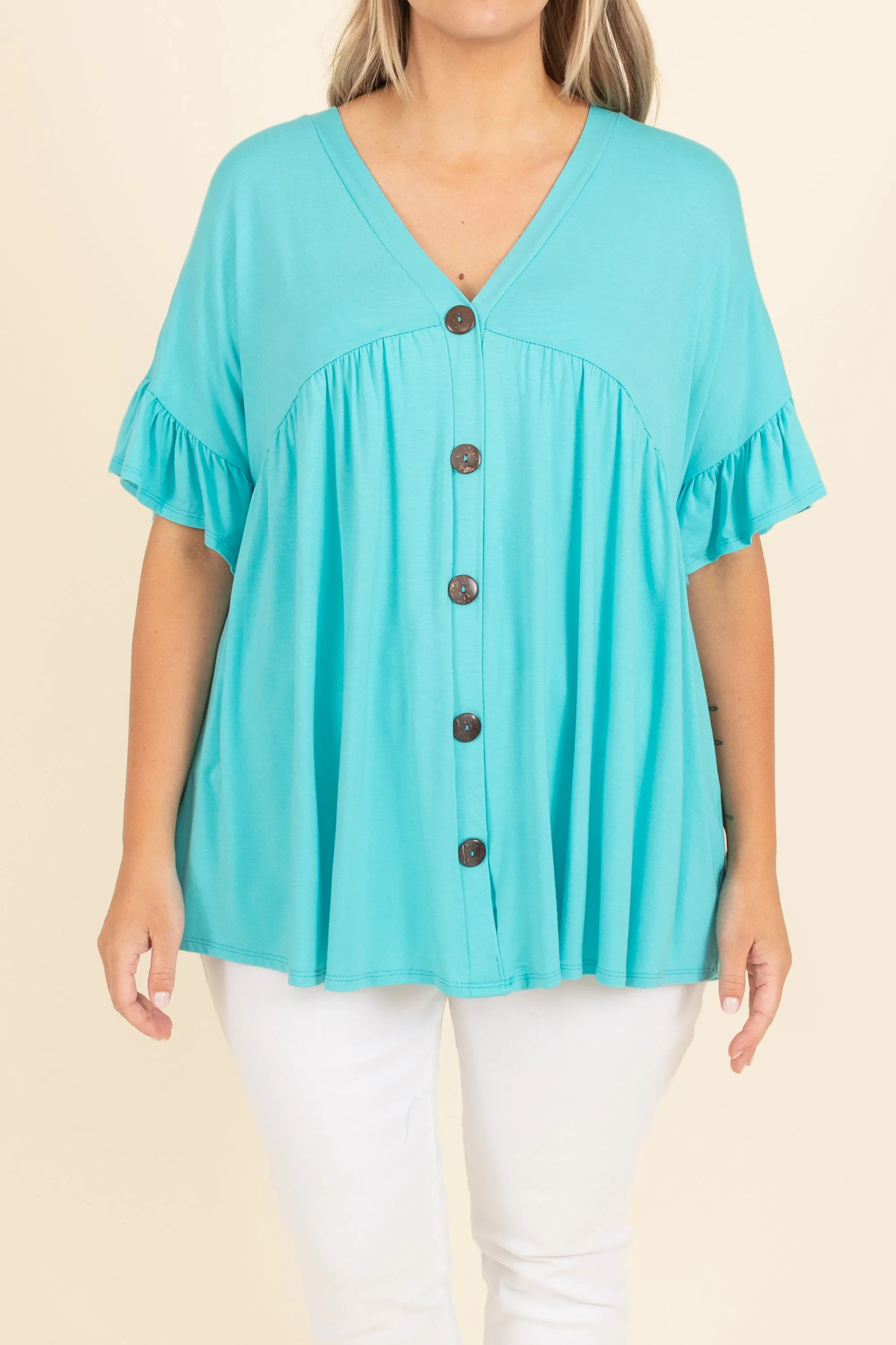 Bittersweet Beginnings Top, Turquoise