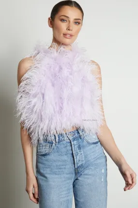 High Neck Feather Top