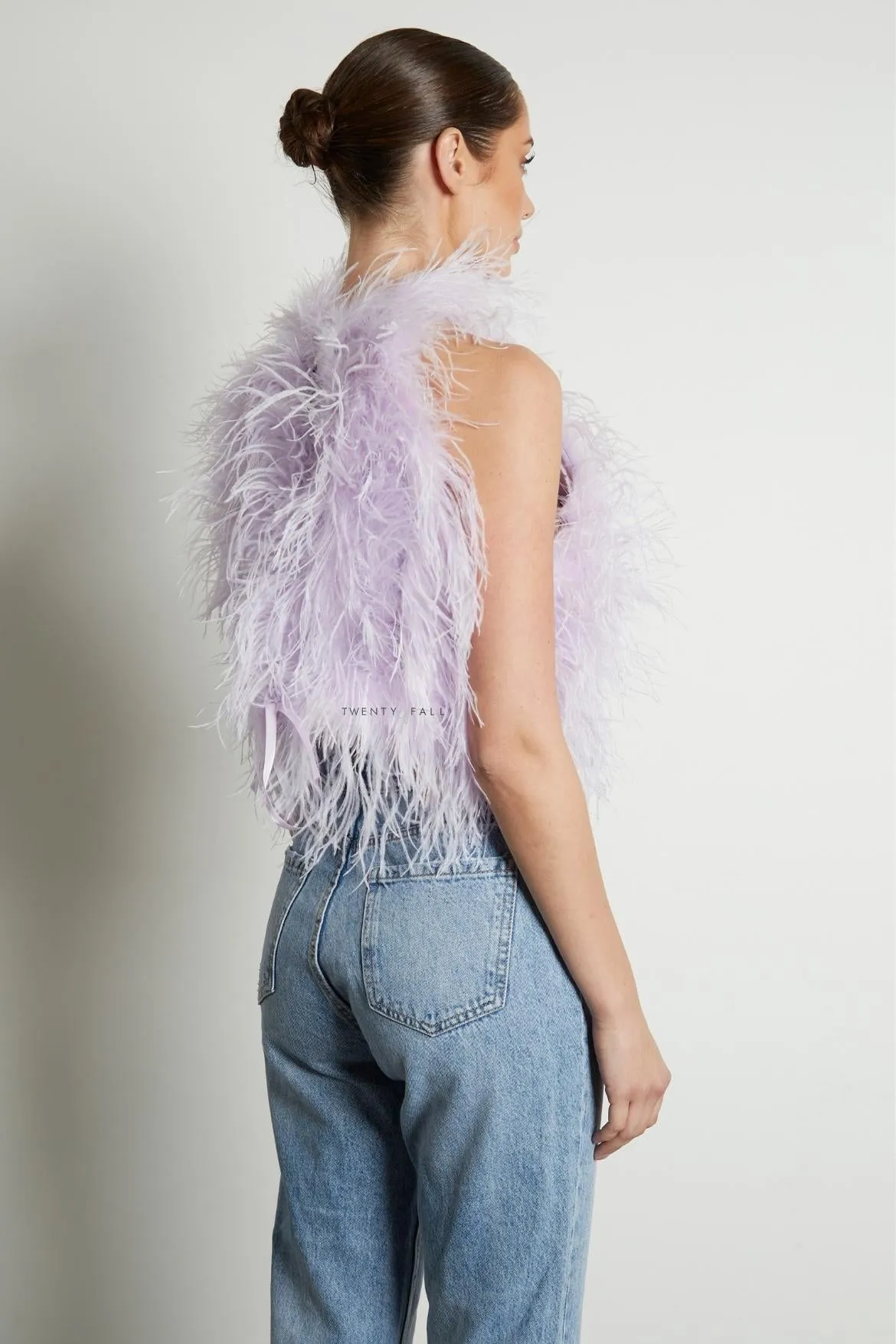 High Neck Feather Top