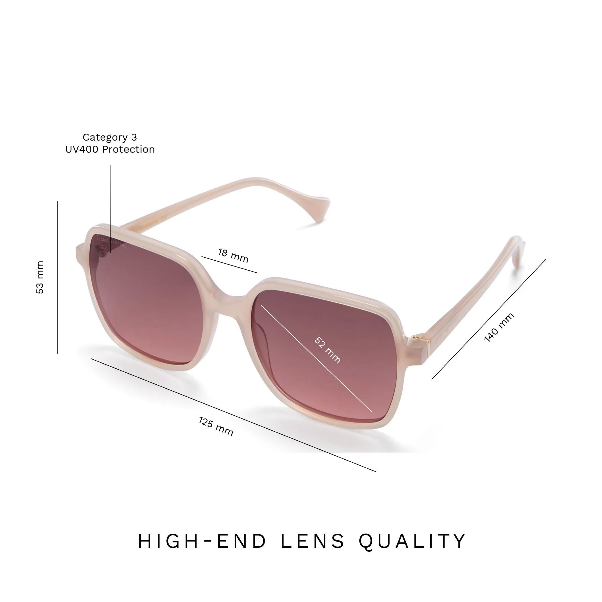 La Villette Rene soft pink square sunglasses with pink lenses