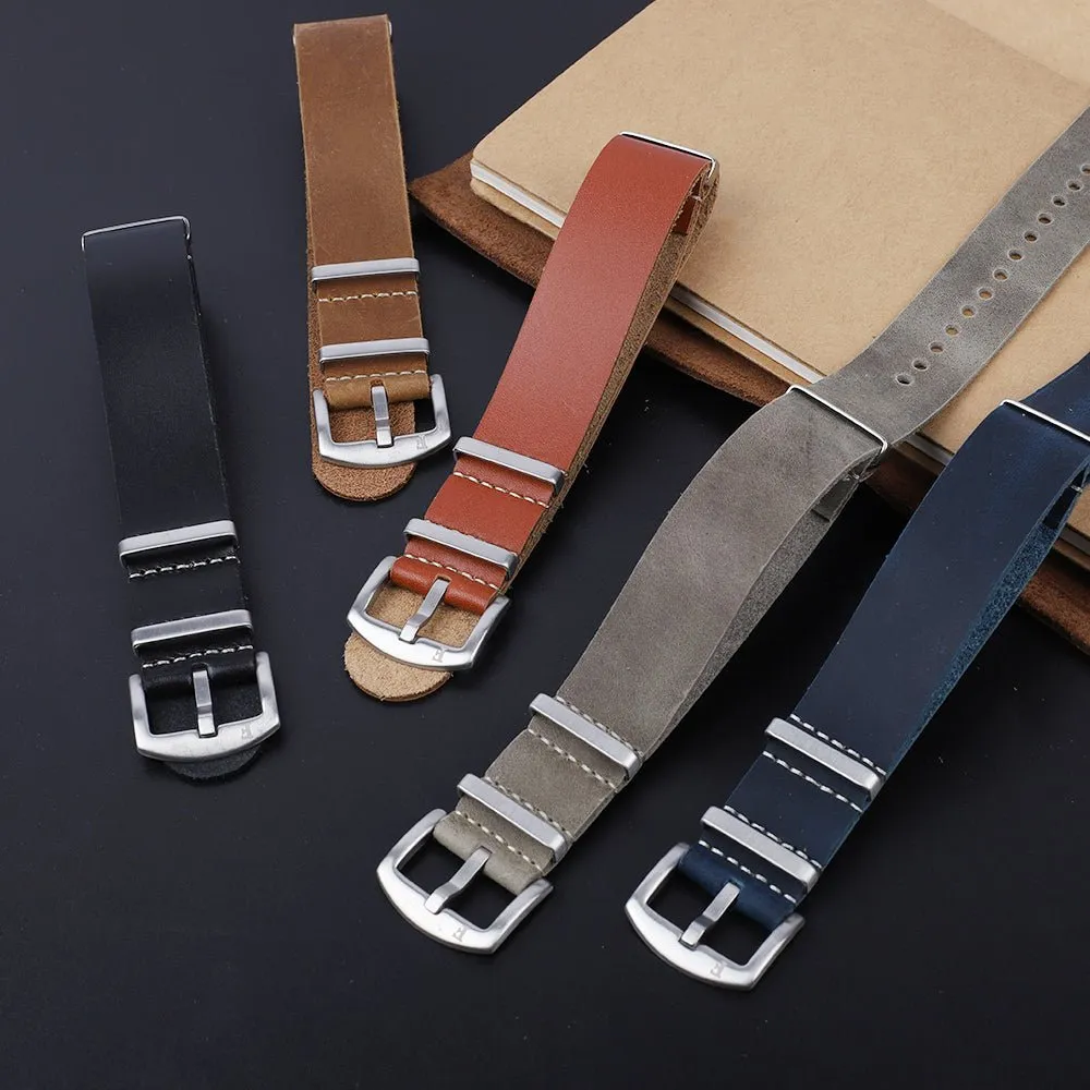 Leather Watch Strap Grey 22 MM