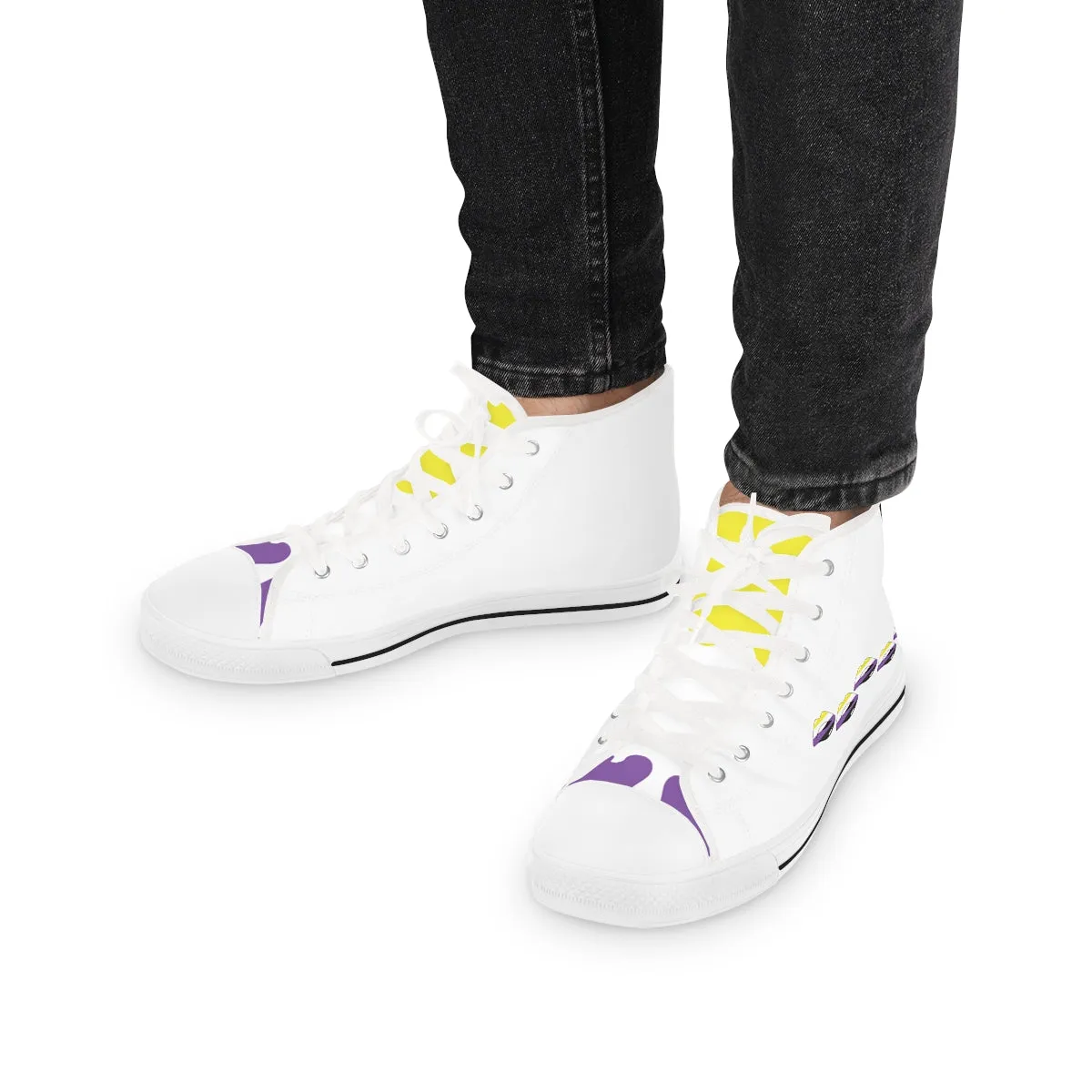 Non Binary Flag Kisses LGBTQ High Top Sneakers Unisex Size