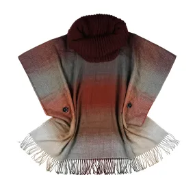 Ombre Cowl Neck Poncho