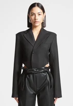 Tailored High Leg Blazer Bodysuit - Black