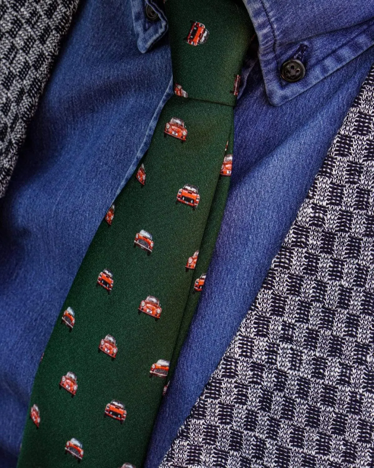 VINTAGE RACE - Silk Tie - British Green/Red