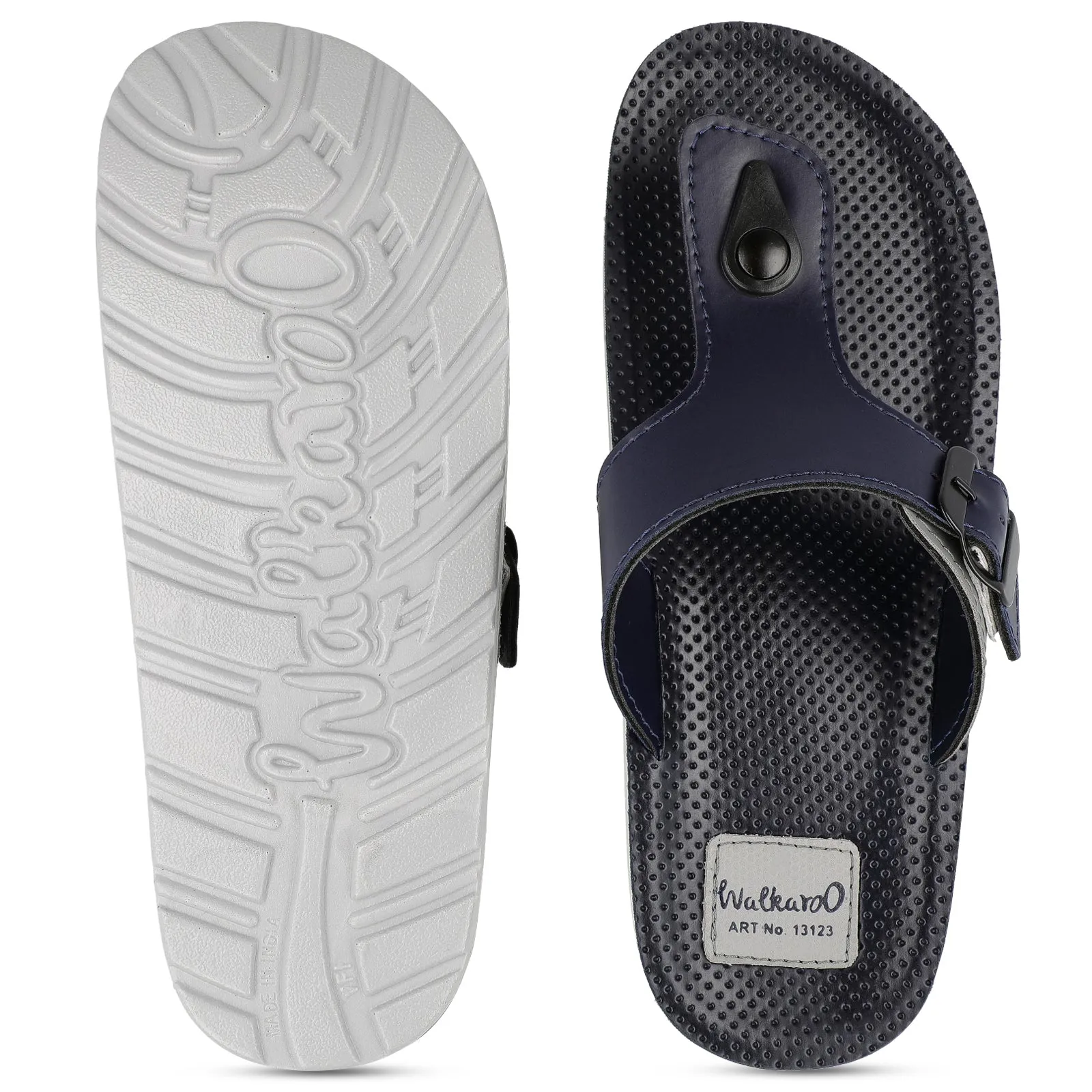 Walkaroo Boy Solid Thong Sandals  - 13123 Blue Grey