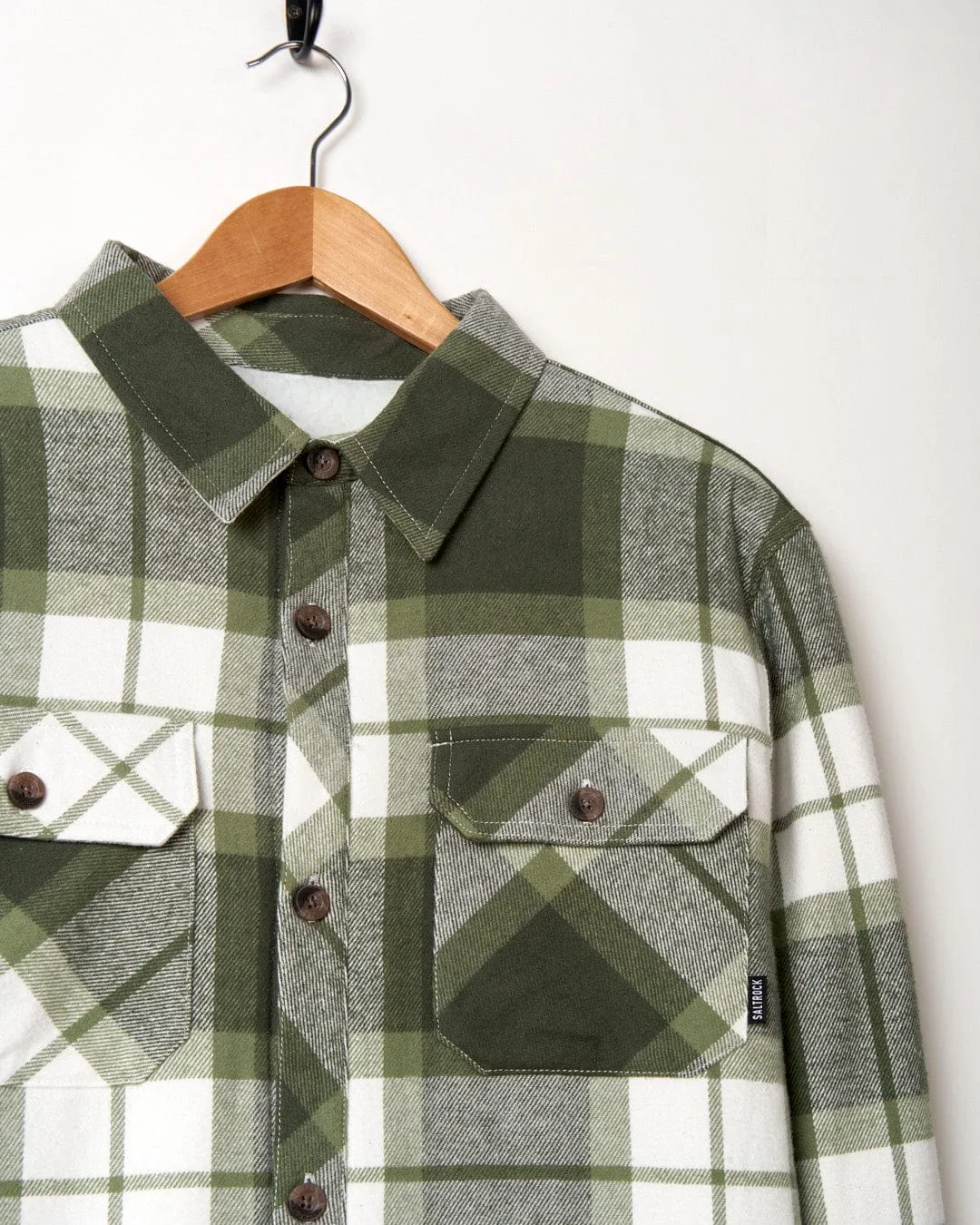 Woody - Mens Borg Lined Shacket - Green Check