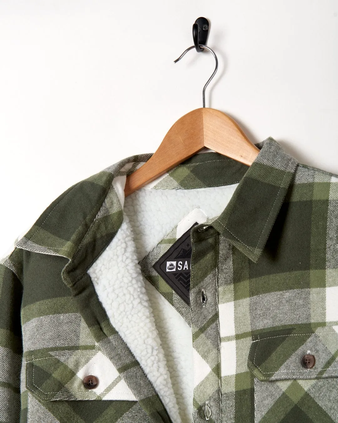 Woody - Mens Borg Lined Shacket - Green Check