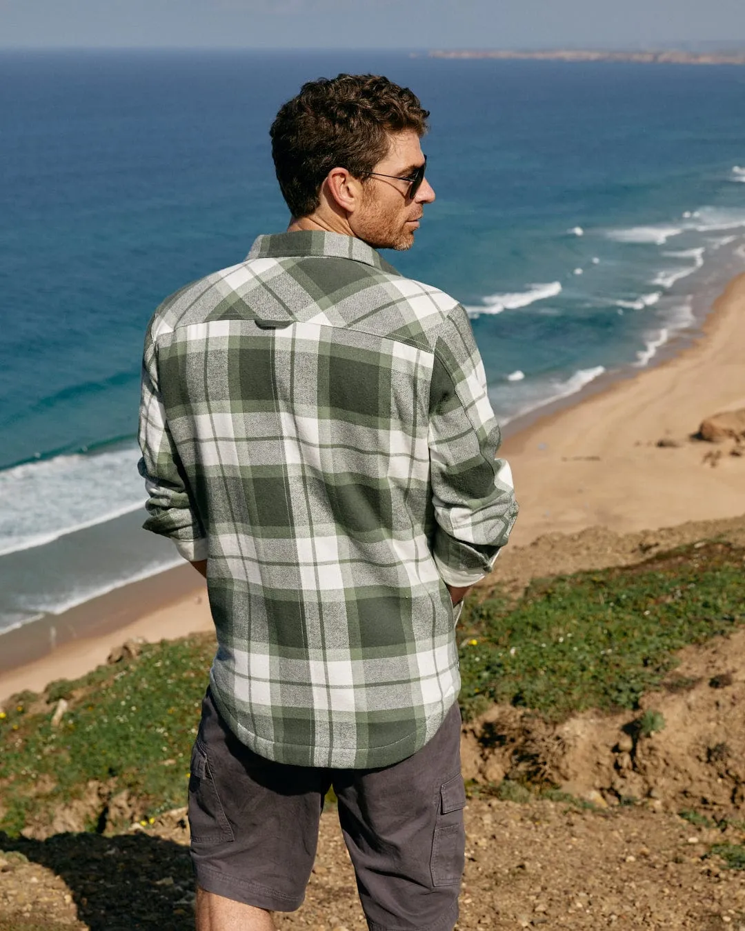 Woody - Mens Borg Lined Shacket - Green Check