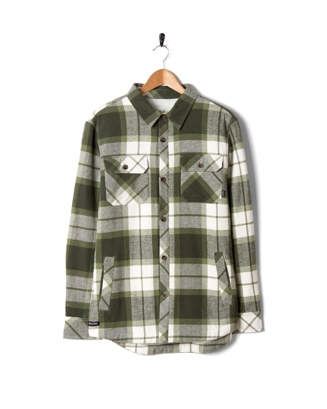 Woody - Mens Borg Lined Shacket - Green Check